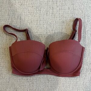 Shade & Shore Women’s Mauve Pink Bikini Underwire Top 36DD Ribbed Straps